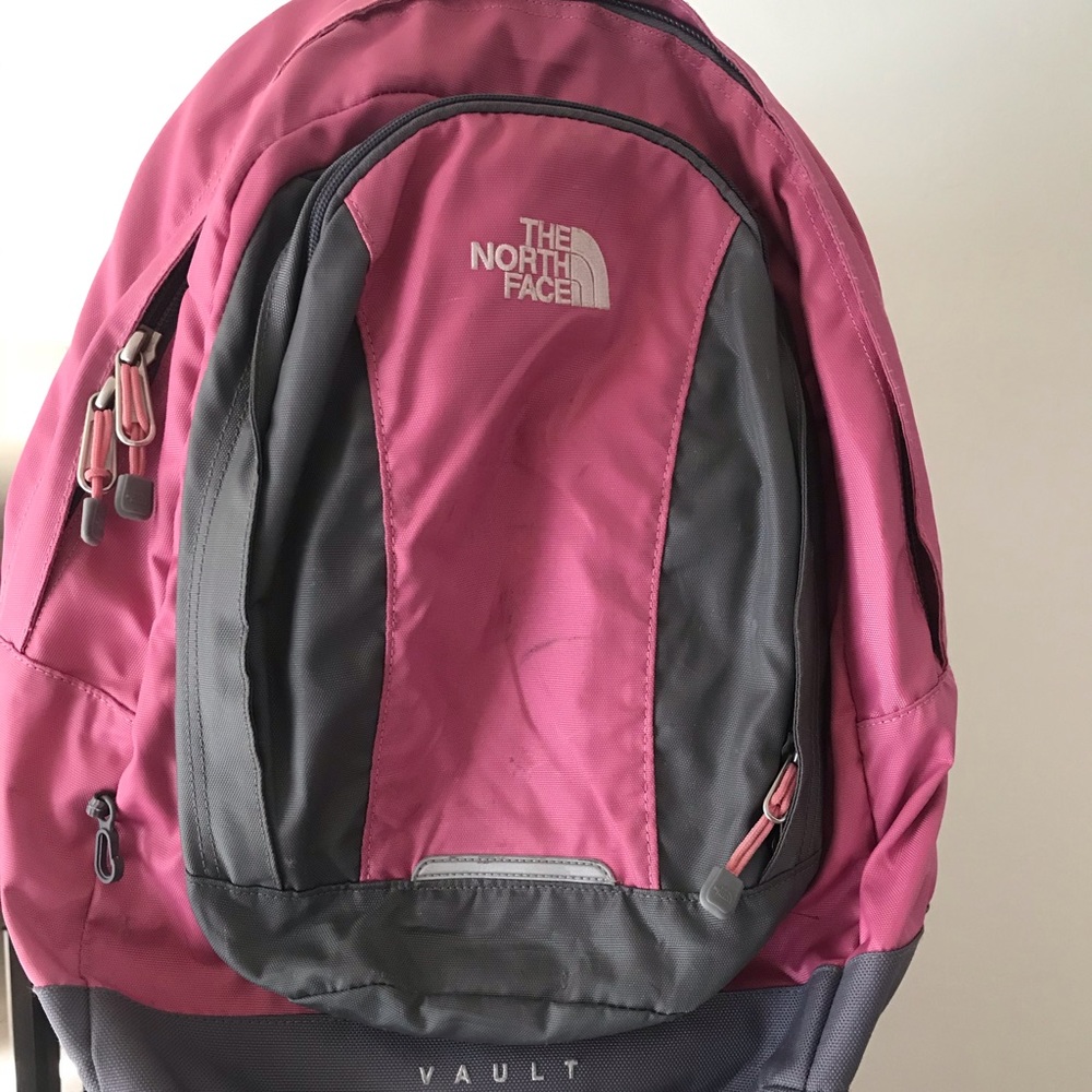 Pink and grey Northface backpack